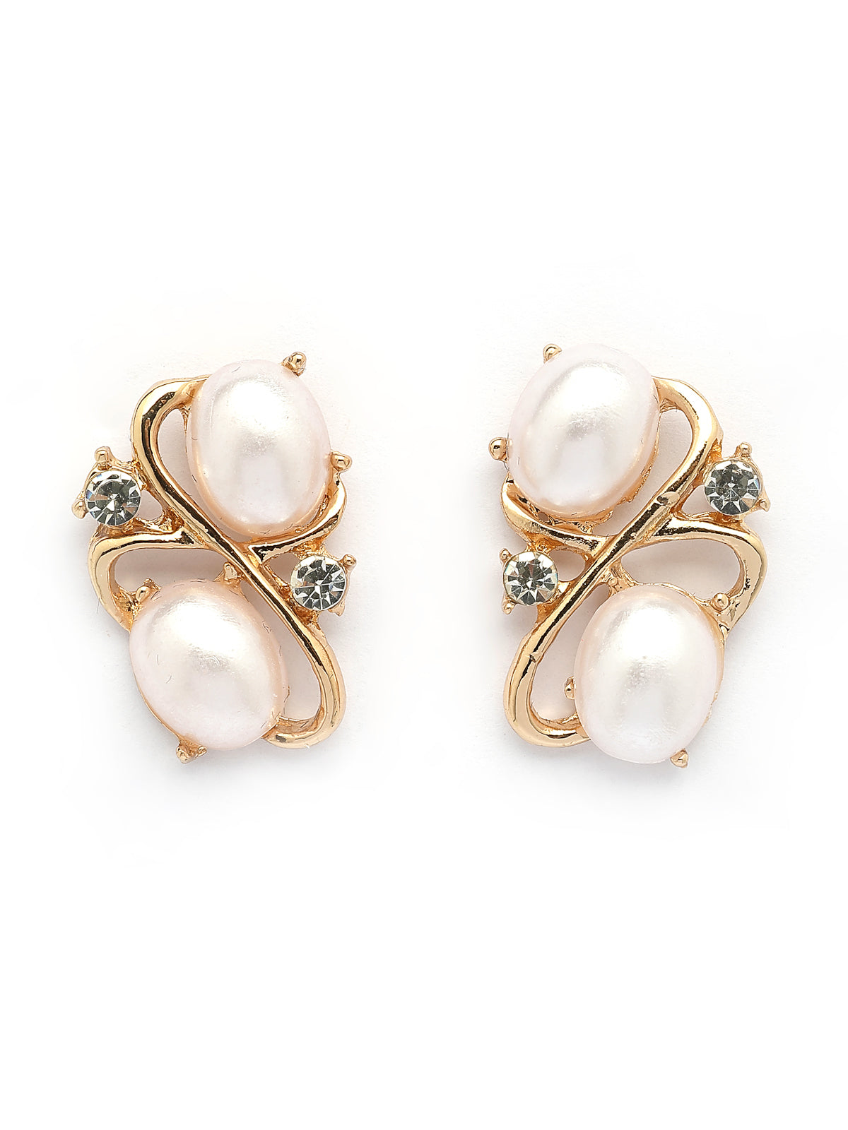 Sukkhi Eye-Catchy Stylish Design Gold Plated Faux Pearls Studded White Choker Necklace with Studs Earring & Bracelet Combo Jewellery Set For Women & Girls|CBMIX107315