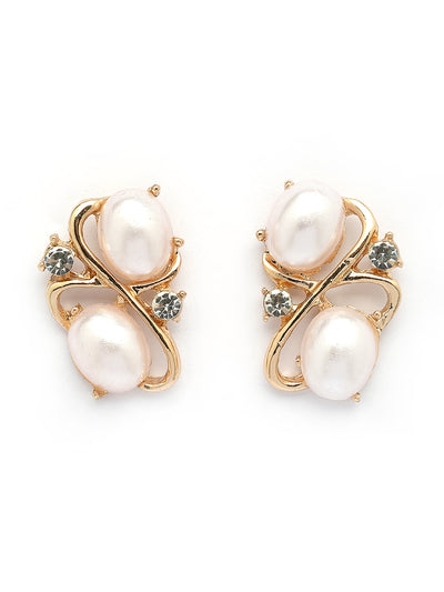 Sukkhi Eye-Catchy Stylish Design Gold Plated Faux Pearls Studded White Choker Necklace with Studs Earring & Bracelet Combo Jewellery Set For Women & Girls|CBMIX107315