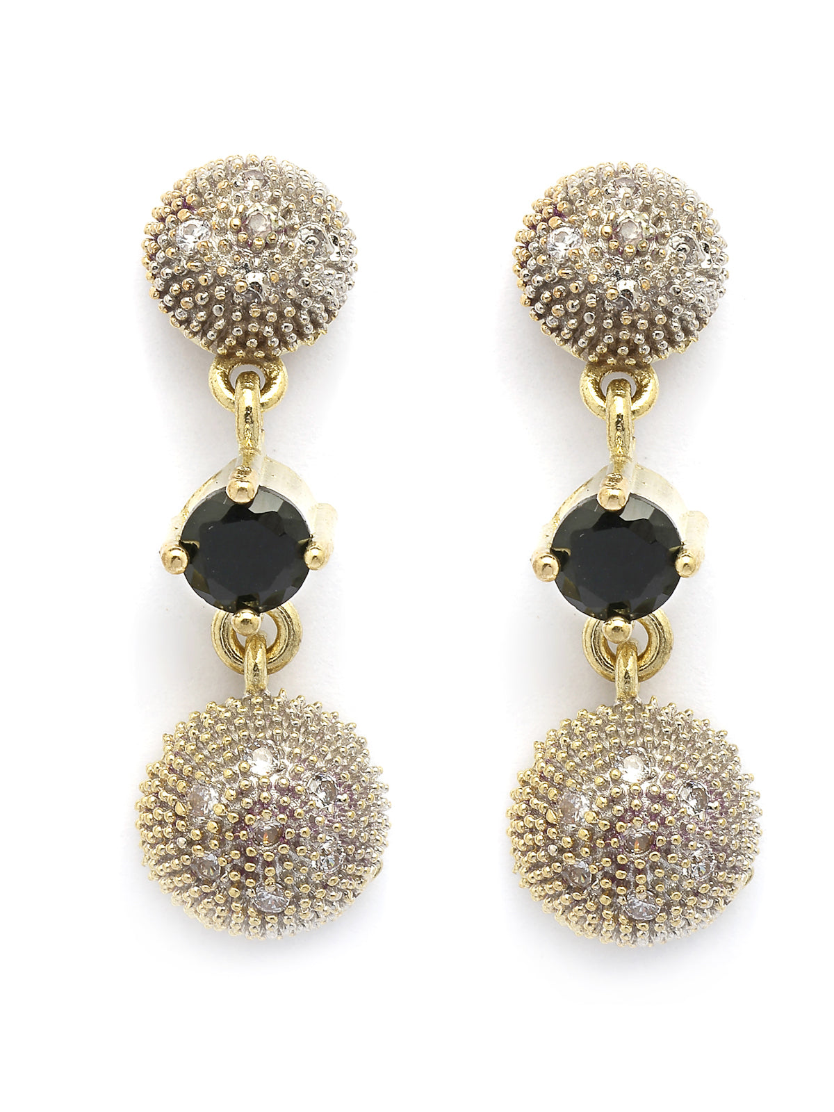 Sukkhi Western Stylish Silver Gold Plated American Diamond Studded Choker Necklace with Drop Earring Bracelet & Ring Jewellery Combo Set For Women & Girls|CBMIX107316