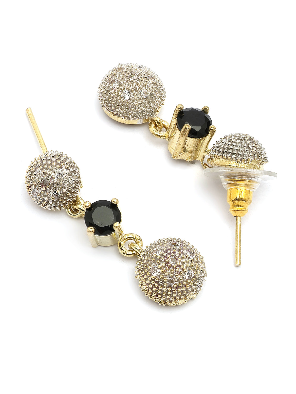 Sukkhi Western Stylish Silver Gold Plated American Diamond Studded Choker Necklace with Drop Earring Bracelet & Ring Jewellery Combo Set For Women & Girls|CBMIX107316