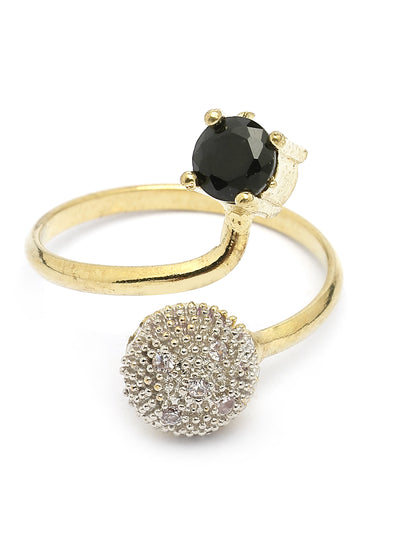 Sukkhi Western Stylish Silver Gold Plated American Diamond Studded Choker Necklace with Drop Earring Bracelet & Ring Jewellery Combo Set For Women & Girls|CBMIX107316