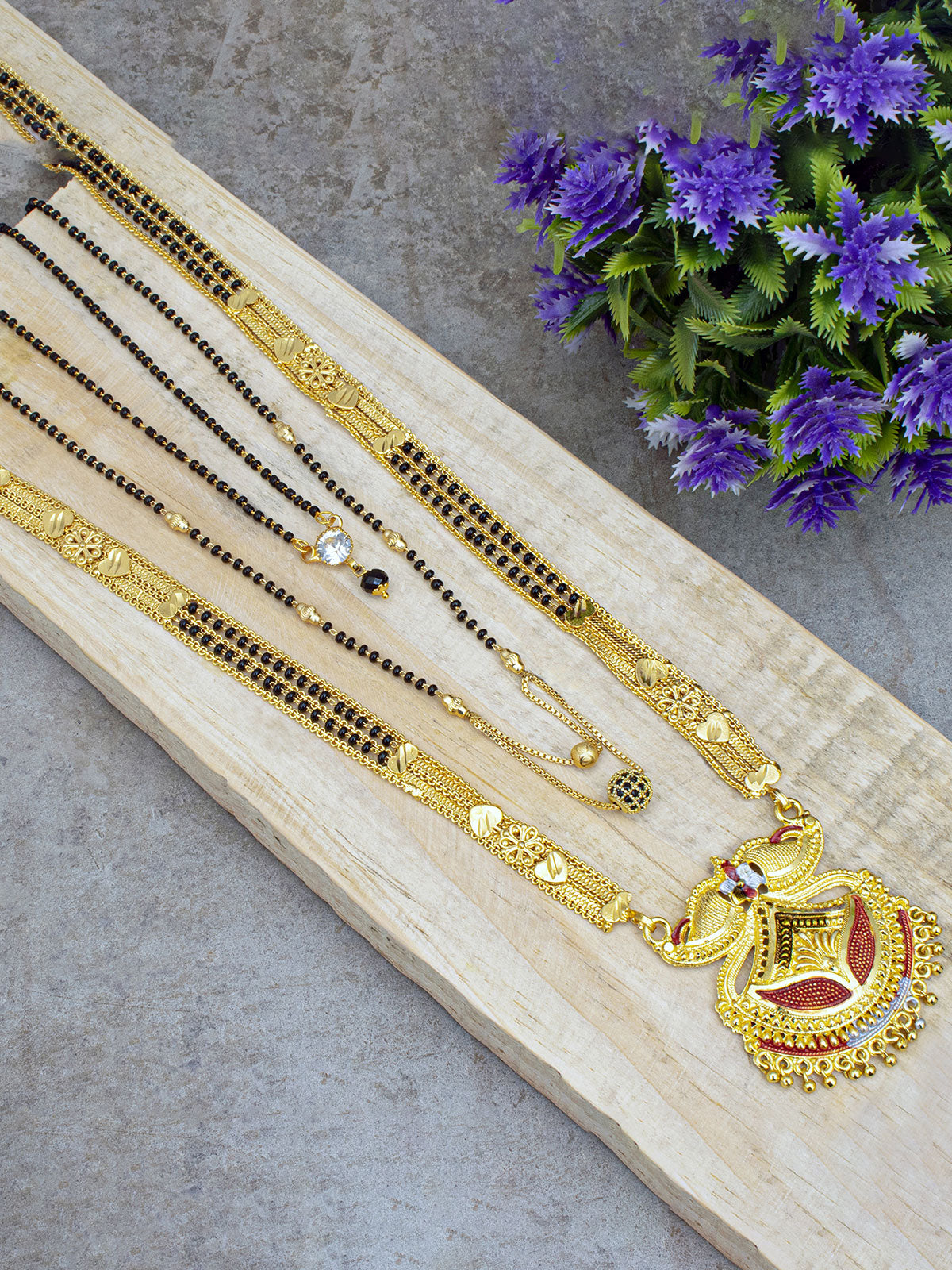 Sukkhi Amazing Gold Plated Mangalsutra Pendant Combo for Women CBMP100871