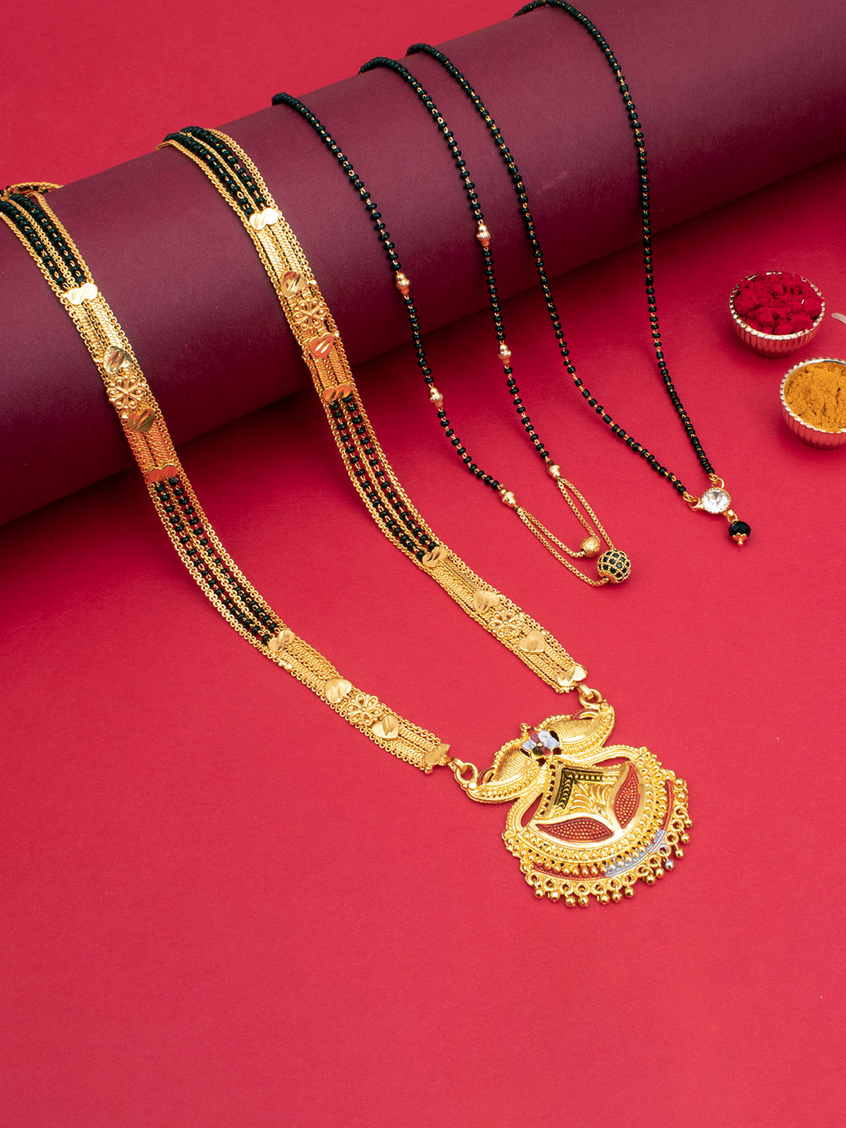 Sukkhi Amazing Gold Plated Mangalsutra Pendant Combo for Women CBMP100871