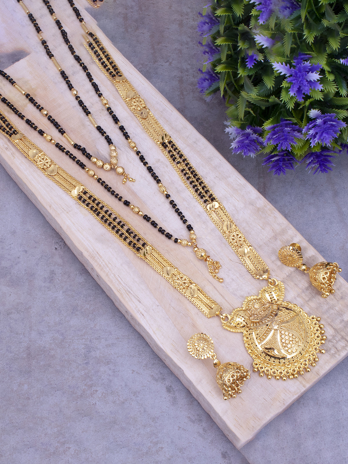 Sukkhi Spectacular Gold Plated Combo Mangalsutra Set for Women CBMS100890