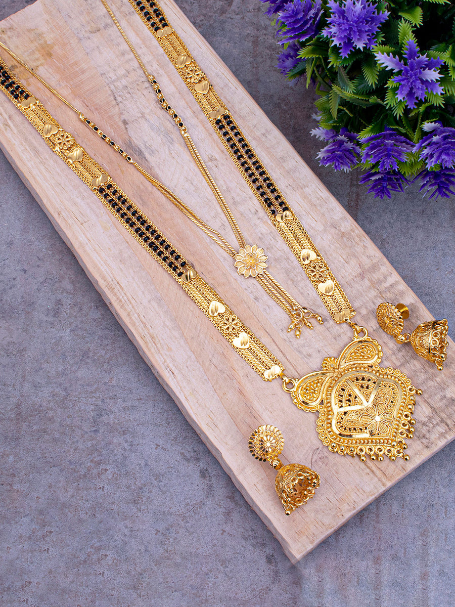 Sukkhi Exquisite Gold Plated Combo Mangalsutra Set for Women CBMS100895