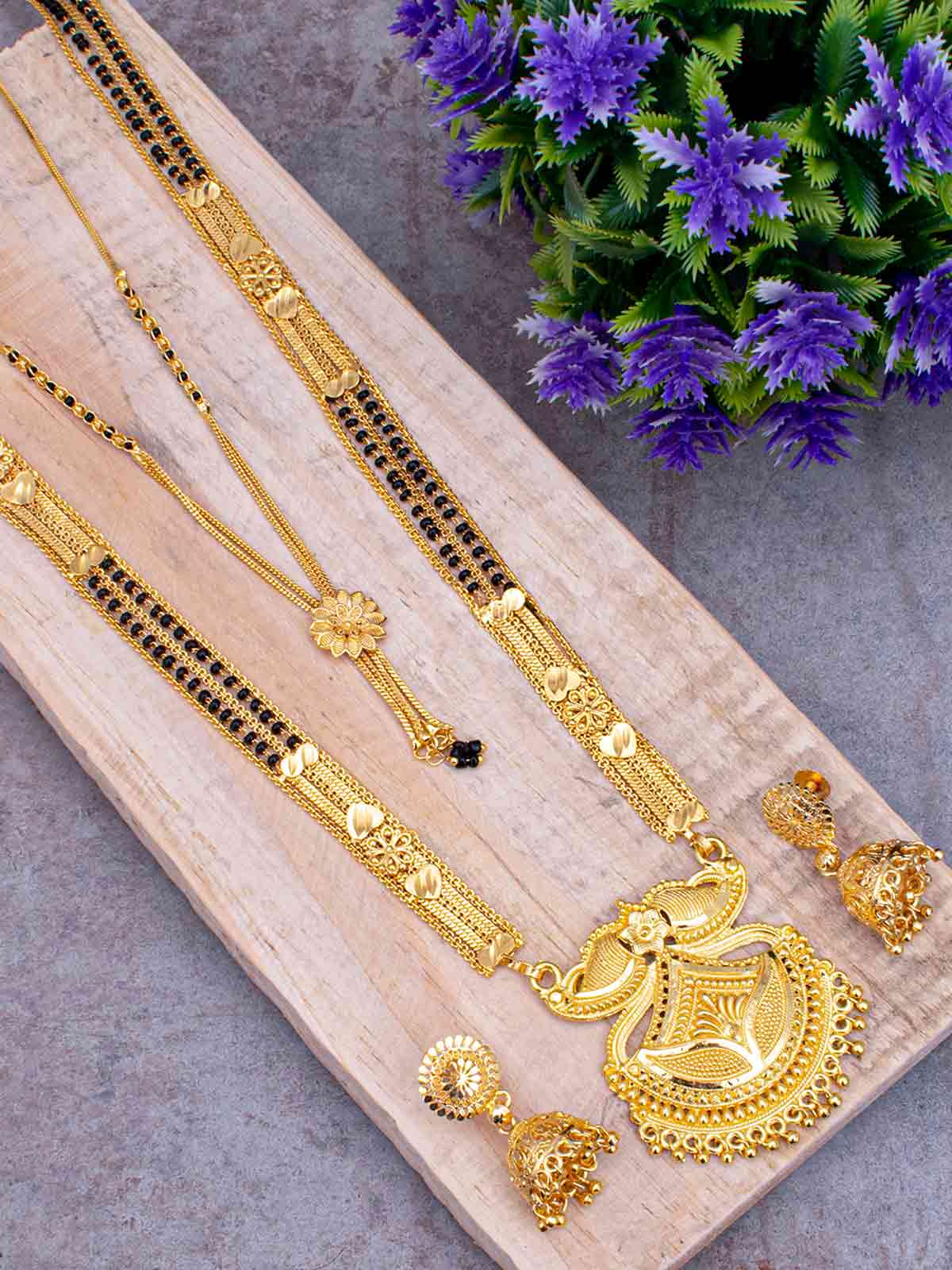 Sukkhi Incrediable Gold Plated Combo Mangalsutra Set for Women CBMS100896