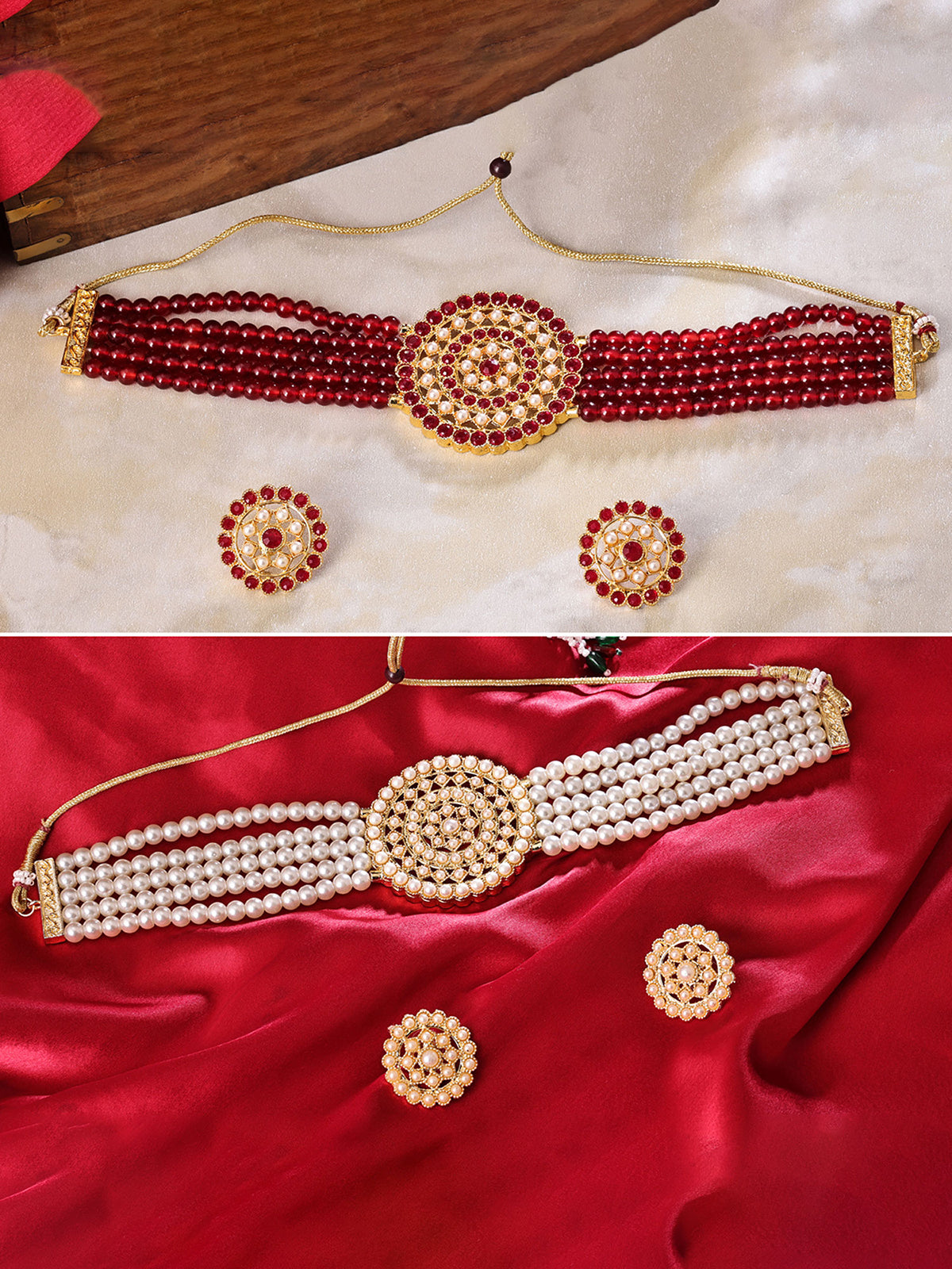 Sukkhi Amazing Gold Plated Combo Choker Necklace Set for Women CBNS104222