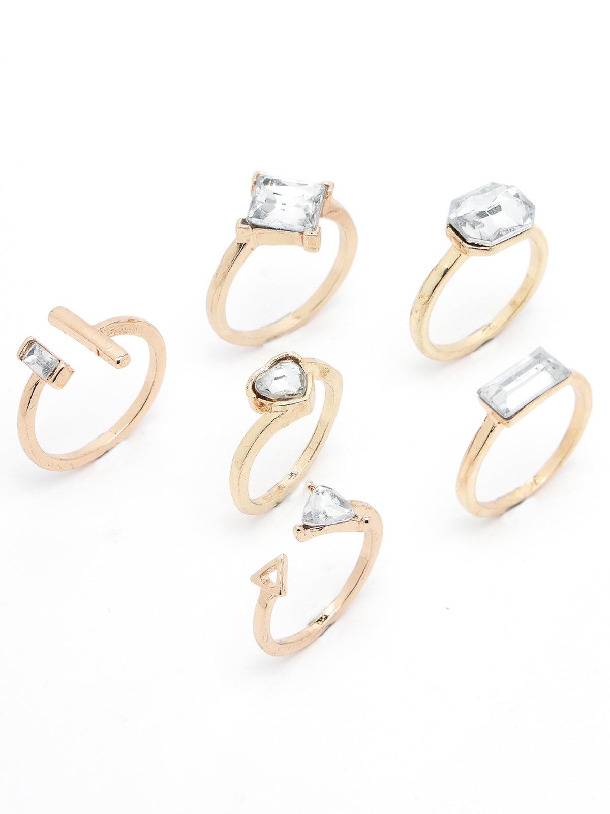 Scintillare by Sukkhi Attractive Rose Gold Plated Crystals Stones Heart & Snake Designs Combo Set Rings for Women & Girls | Combo Set of 6 | Valentine Day Gifts | Boho Midi Stackable Rings|CBR106661
