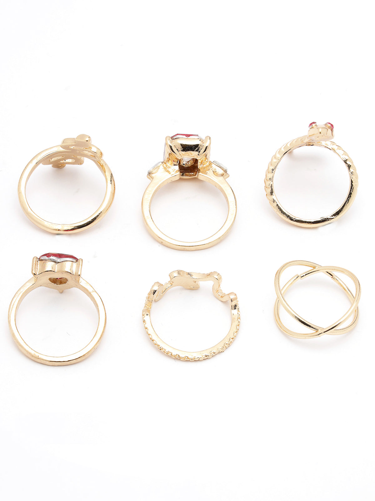 Scintillare by Sukkhi Unique Fashionable Rhodium Plated Silver Oxidised 9 Pcs Combo Finger Rings for Women & Girls | Boho Midi Stackable Knuckle Rings|CBR106774