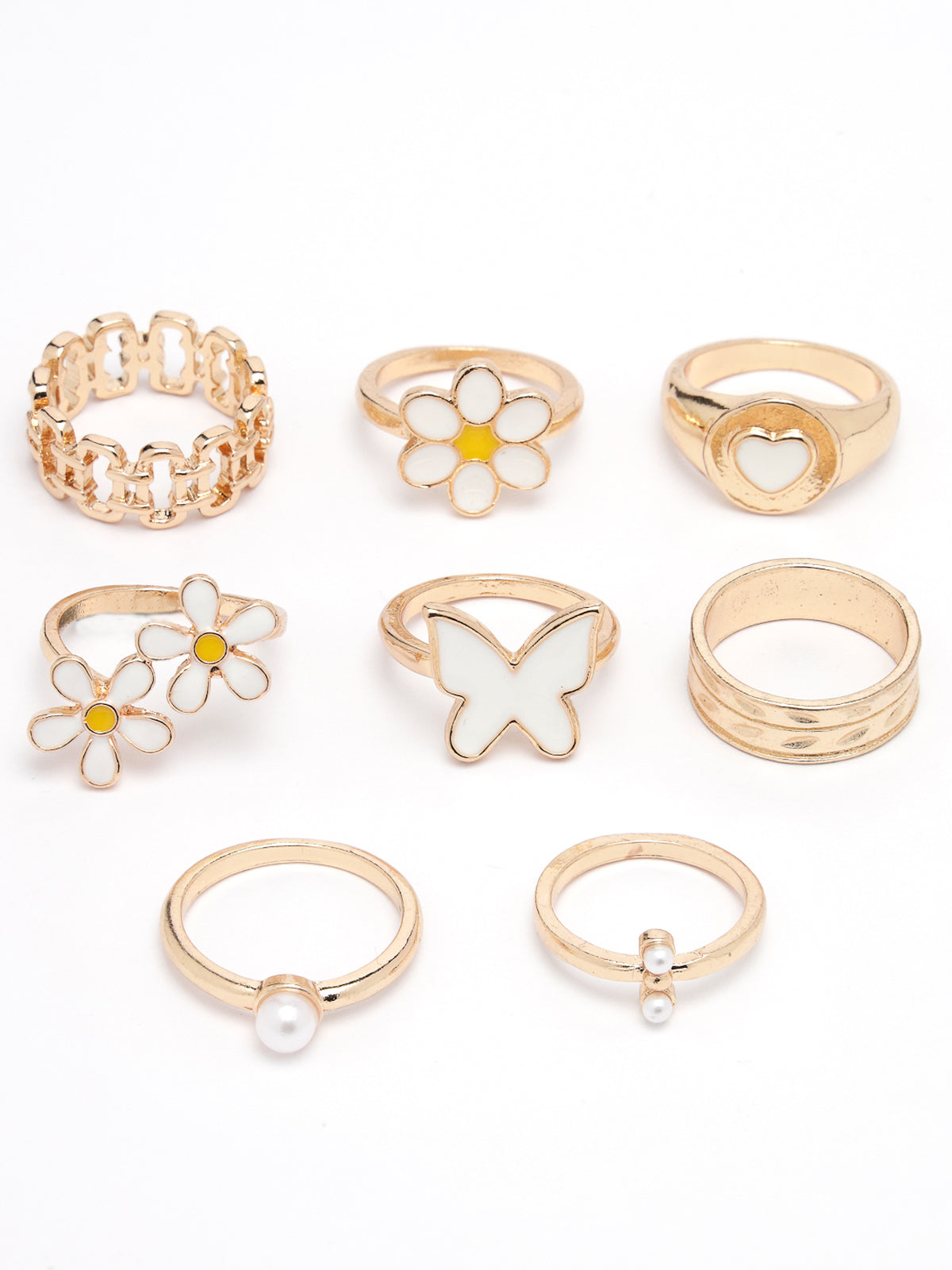 Scintillare by Sukkhi Graceful Gold Tone Plated Contemporary Stackable Rings Finger Rings for Women & Girls | Combo Set of 13 | Boho Midi Stackable Rings|CBR106777