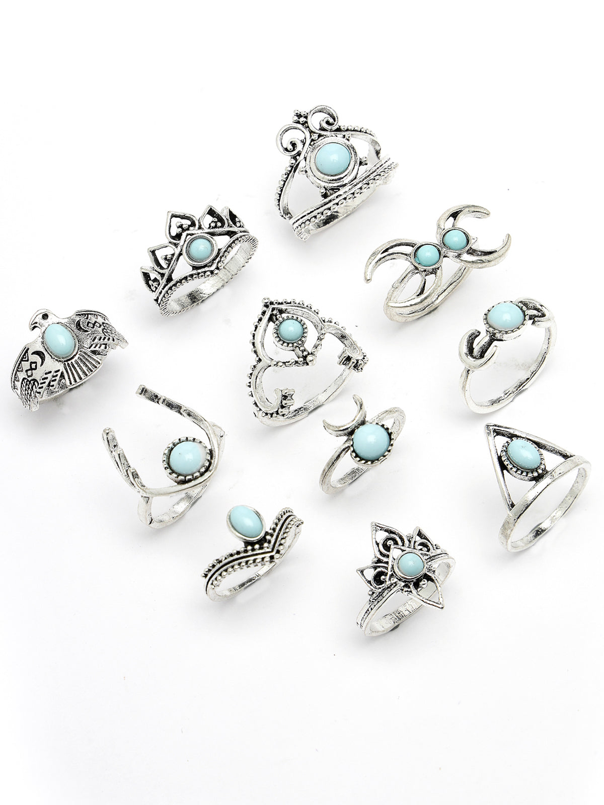 Scintillare by Sukkhi Amazing Multistyle Rhodium Plated Oxidised Silver Combo Finger Rings for Women & Girls | Combo Set of 10 | Valentine Day Gifts Collection | Boho Midi Stackable Rings|CBR106776