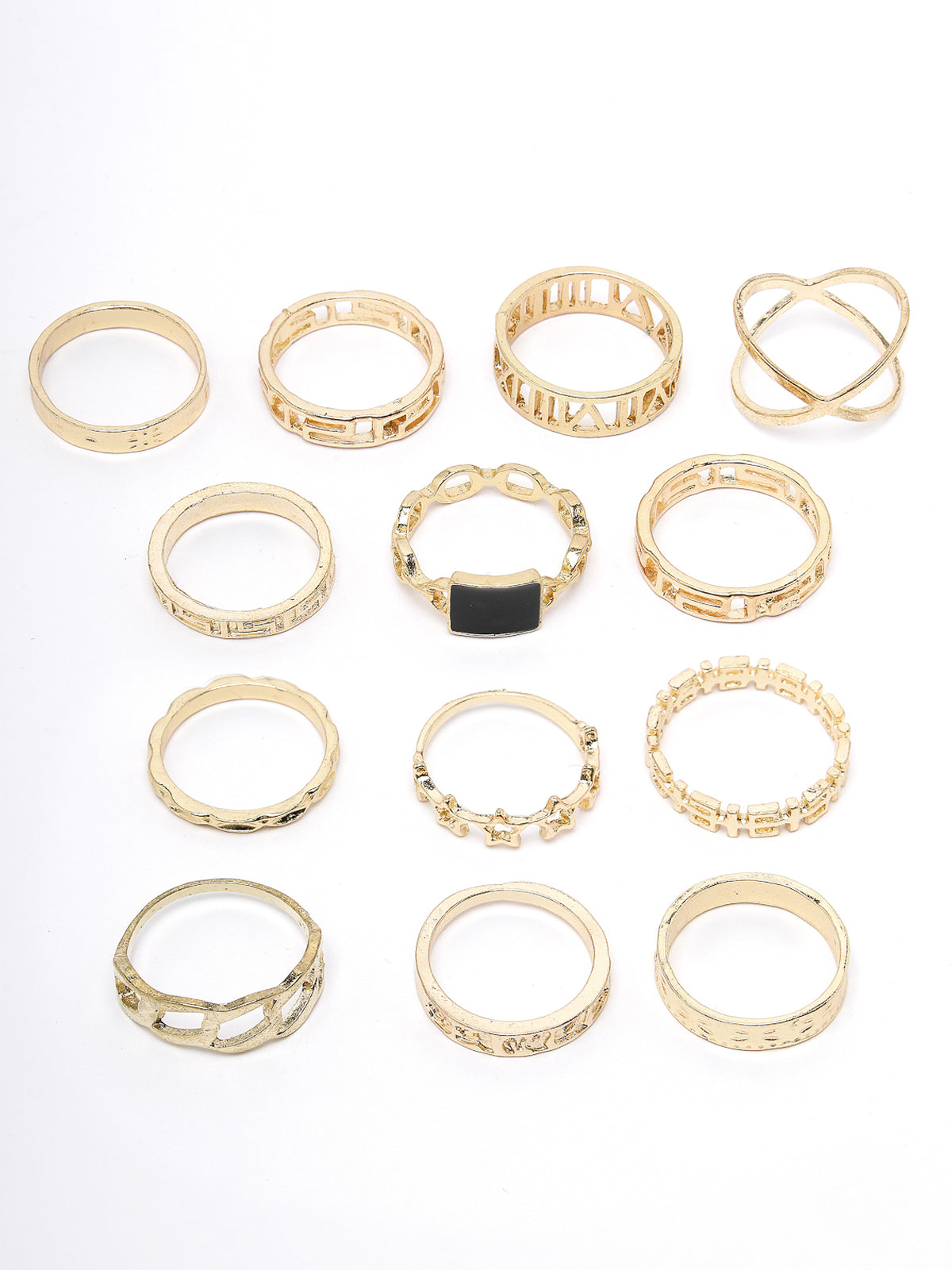 Scintillare by Sukkhi Unique Stylish Rhodium Plated Silver Oxidised with Crystals Stones Studded Silver Midi Finger Rings Combo Set of 5 for Women & Girls|Boho Midi Stackable Knuckle Rings|CBR106817
