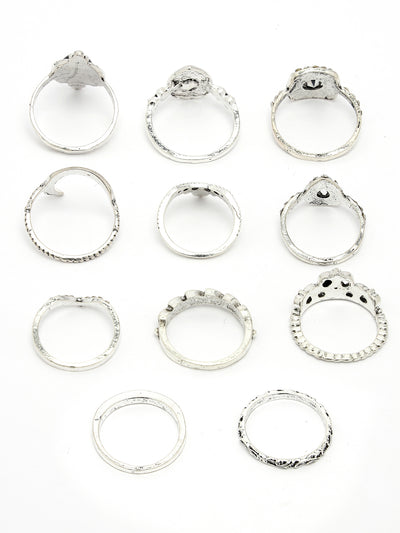 Scintillare by Sukkhi Latest Stylish Gold Plated Midi Finger Rings Combo Set of 7 for Women & Girls | Boho Midi Stackable Knuckle Rings|CBR106819