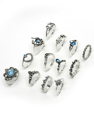 Scintillare by Sukkhi Latest Stylish Gold Plated Midi Finger Rings Combo Set of 7 for Women & Girls | Boho Midi Stackable Knuckle Rings|CBR106819