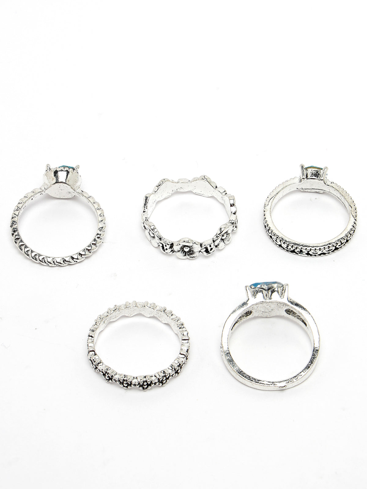 Scintillare by Sukkhi Amazing Rhodium Plated Silver Oxidised Rings Combo Set of 8 for Women & Girls | Boho Midi Stackable Knuckle Rings|CBR106821