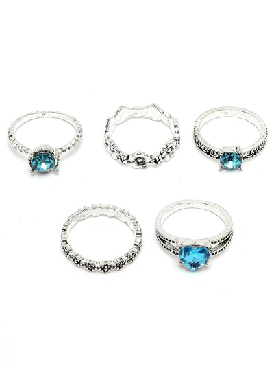 Scintillare by Sukkhi Elegant Rhodium Plated American diamond solitaire Heart Shaped Silver Adjustable Couple Promise Stylish Finger Ring for Men & Women|Rings for Girls|Valentines Day Gift|CR106602