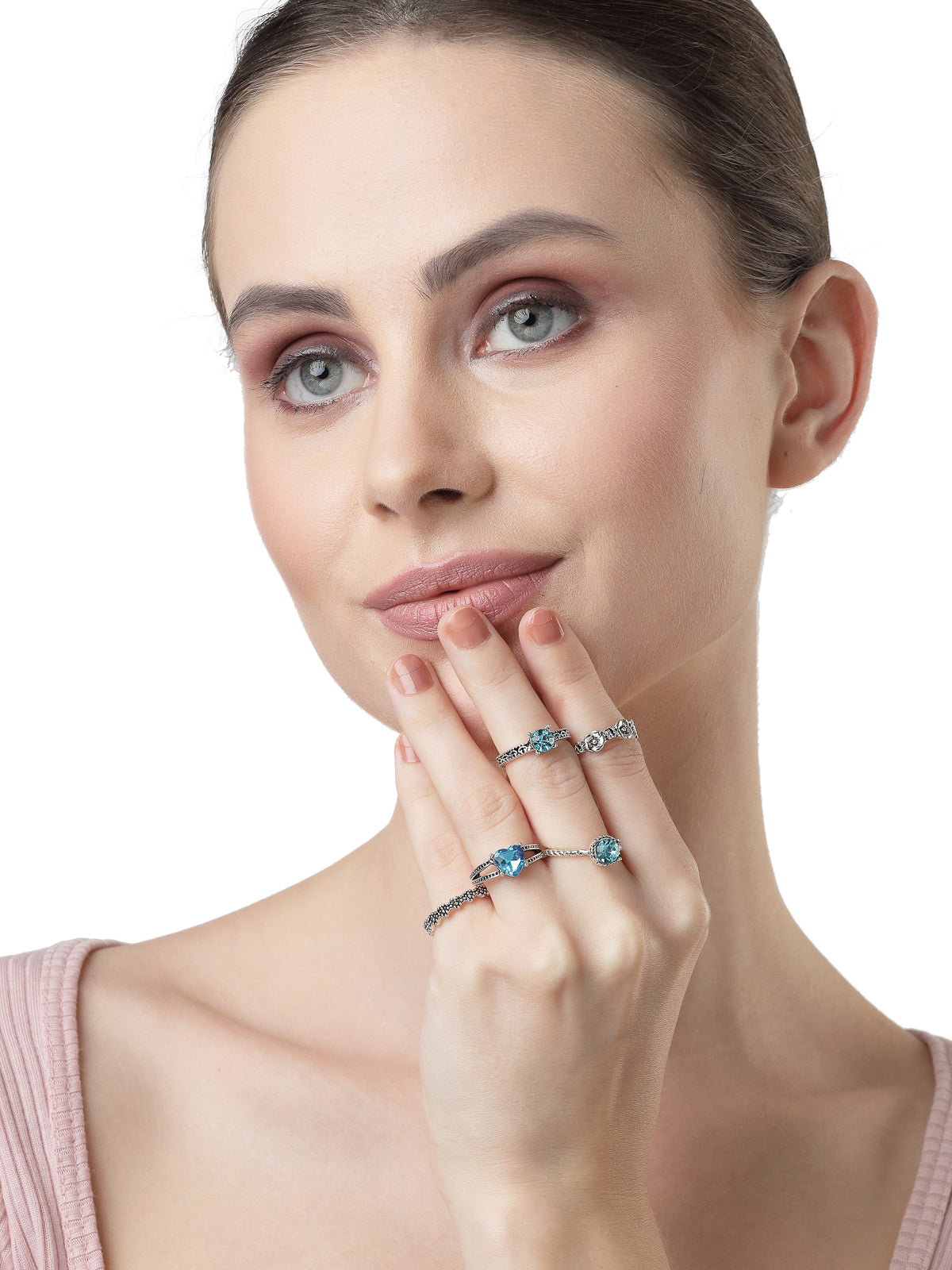 Scintillare by Sukkhi Two Toned Love Forever Promise Couple Rings for Lovers Wedding Engagement Gift Valentine Jewellery Sets for Men and Women |Rings for Girls|Valentines Day Gifts|CR106603