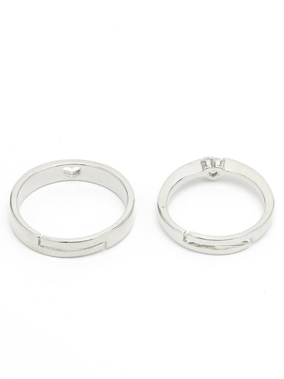 Scintillare by Sukkhi Eye-Catchy Rhodium Plated Silver American diamond solitaire Adjustable Couple Promise Stylish Finger Ring for Men & Women |Rings for Girls|Valentines Day Gifts|CR106605