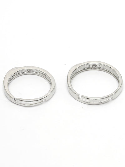 Scintillare by Sukkhi Charming Rhodium Plated Silver American diamond solitaire Couple Promise Stylish Finger Ring for Men & Women |Rings for Girls|Valentines Day Gifts Collection|CR106606