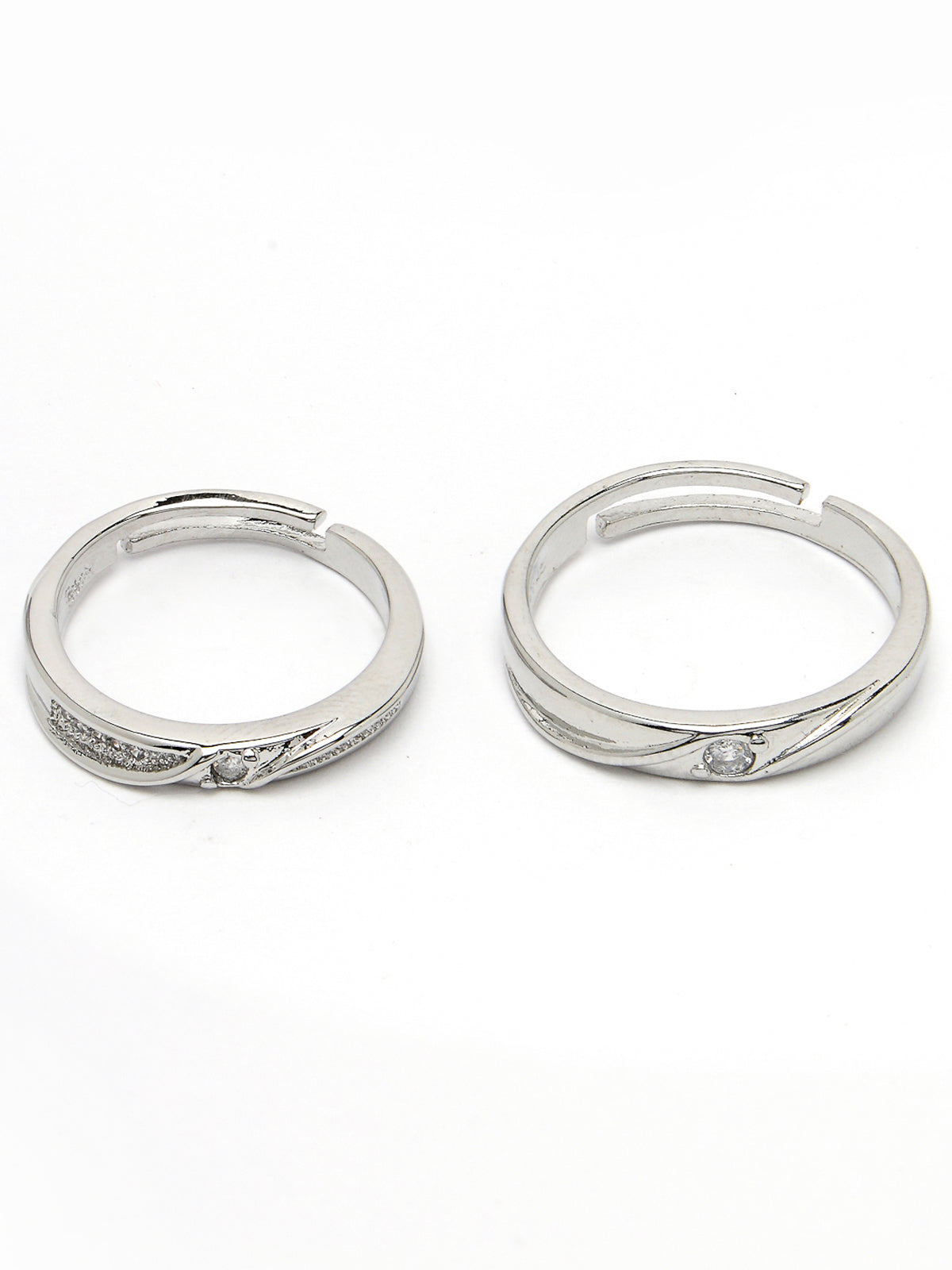 Scintillare by Sukkhi Charming Rhodium Plated Silver American diamond solitaire Couple Promise Stylish Finger Ring for Men & Women |Rings for Girls|Valentines Day Gifts Collection|CR106606