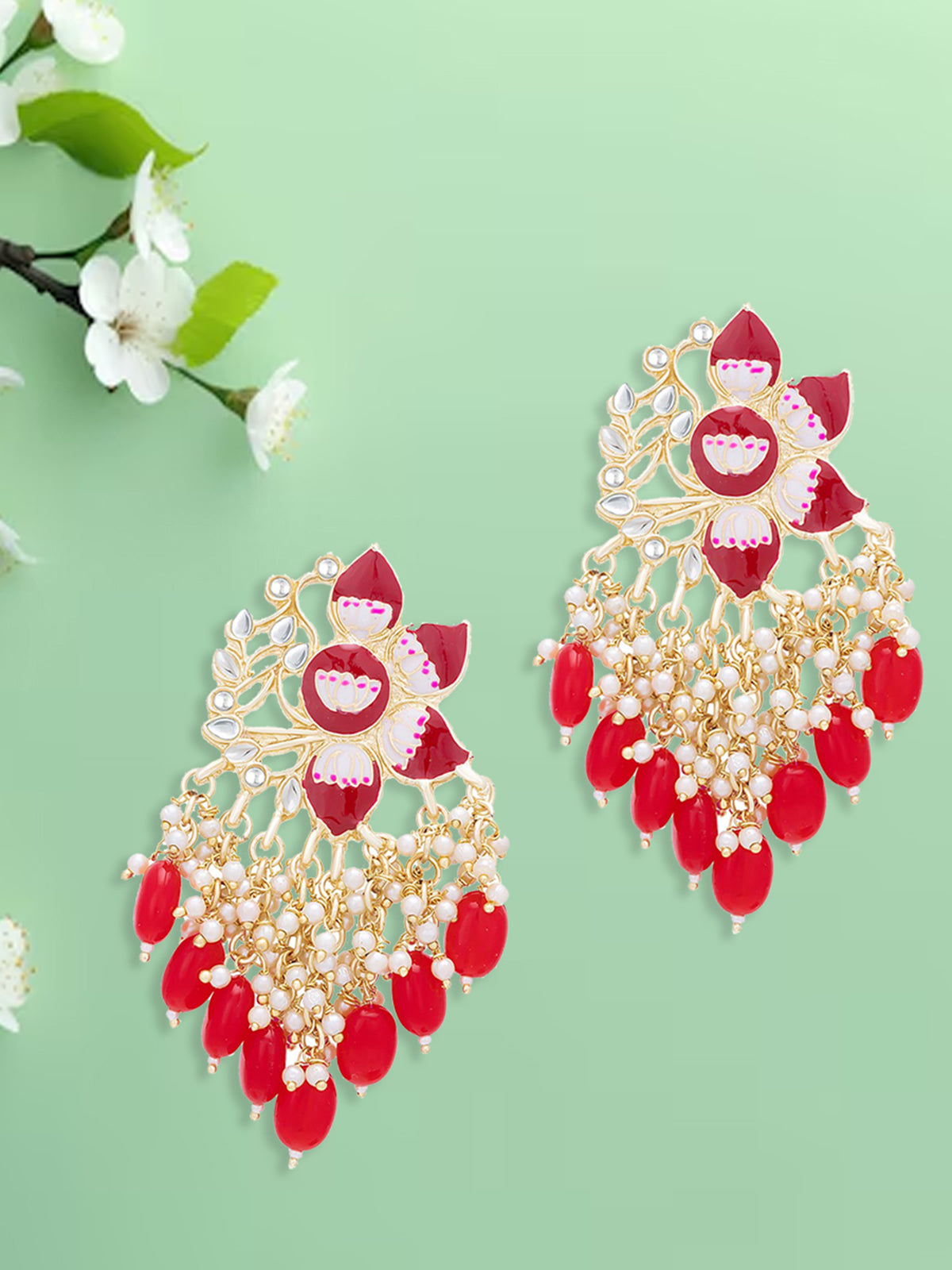 Sukkhi Pretty Lotus Floral Gold Plated Earring For Women E101281