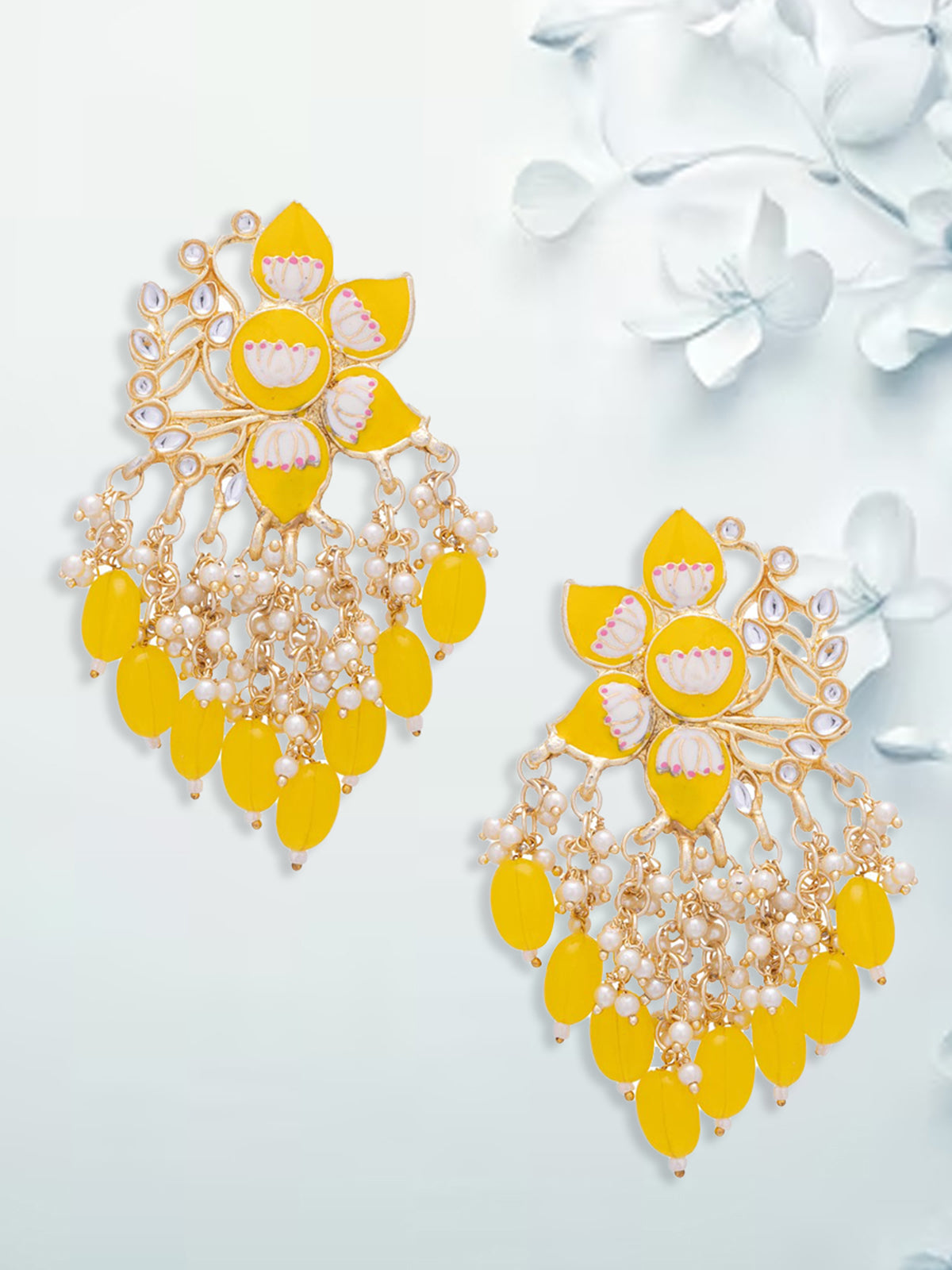 Sukkhi Classic Floral Gold Plated Meenakari Earring For Women E101288