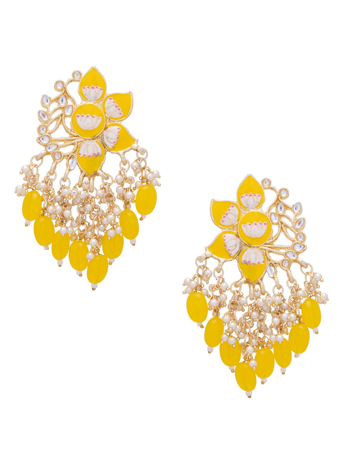 Sukkhi Classic Floral Gold Plated Meenakari Earring For Women E101288