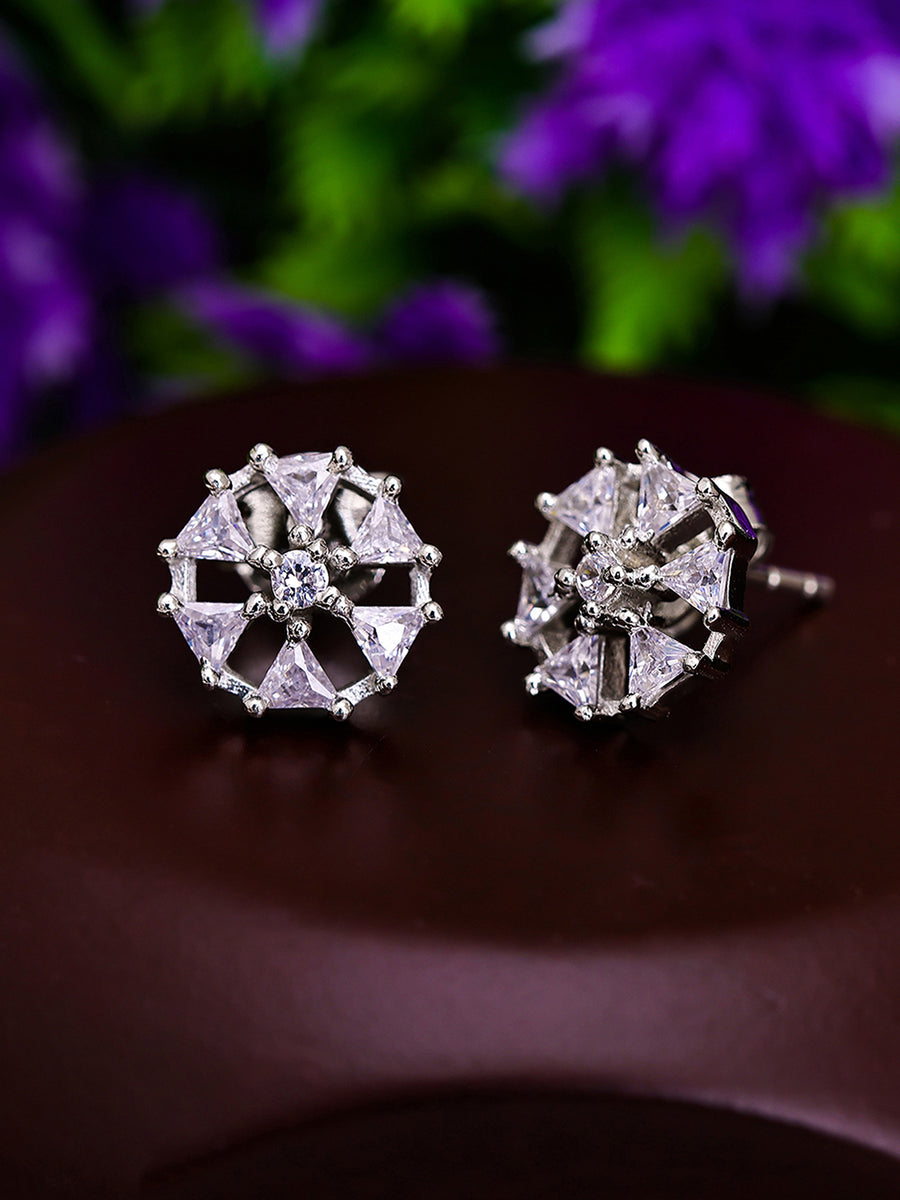 Pissara by Sukkhi Dazzling 925 Sterling Silver Cubic Zirconia Earrings For Women And Girls|with Authenticity Certificate, 925 Stamp & 6 Months Warranty E104601