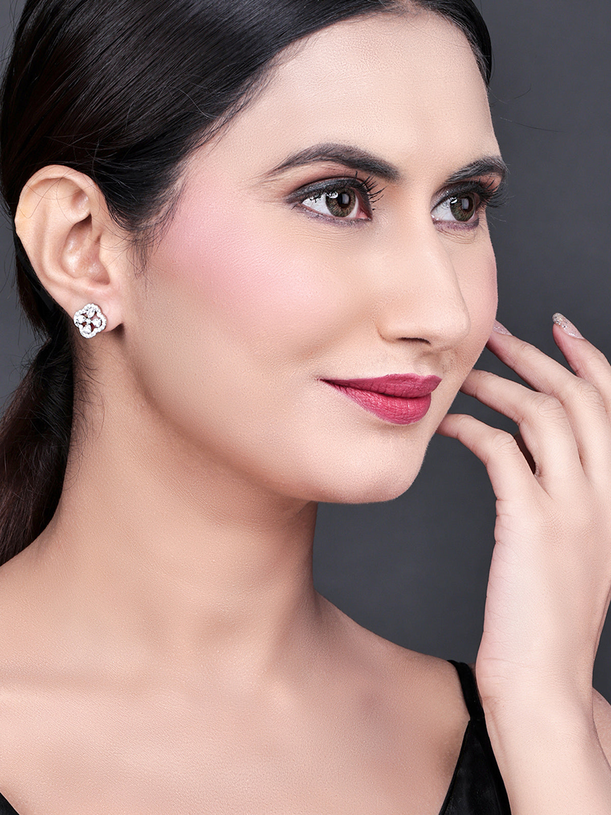 Pissara by Sukkhi Stunning 925 Sterling Silver Cubic Zirconia Earrings For Women And Girls|with Authenticity Certificate, 925 Stamp & 6 Months Warranty E104602