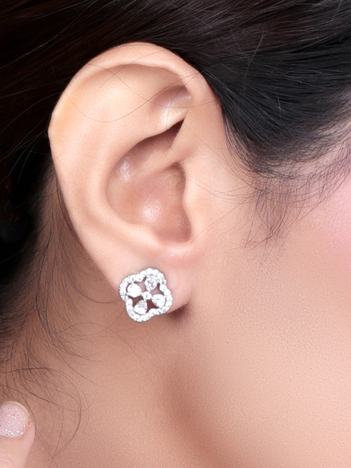 Pissara by Sukkhi Stunning 925 Sterling Silver Cubic Zirconia Earrings For Women And Girls|with Authenticity Certificate, 925 Stamp & 6 Months Warranty E104602