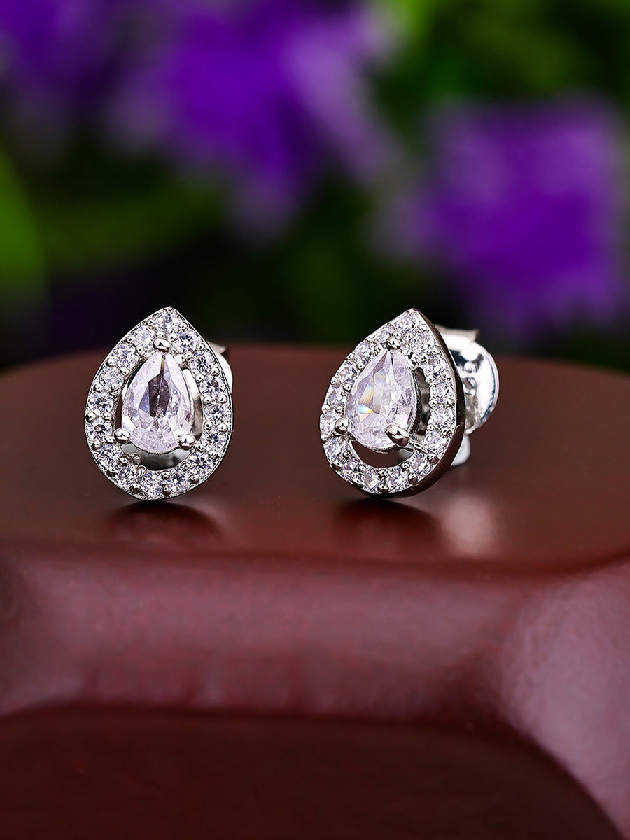 Pissara by Sukkhi Modern 925 Sterling Silver Cubic Zirconia Earrings For Women And Girls|with Authenticity Certificate, 925 Stamp & 6 Months Warranty E104606