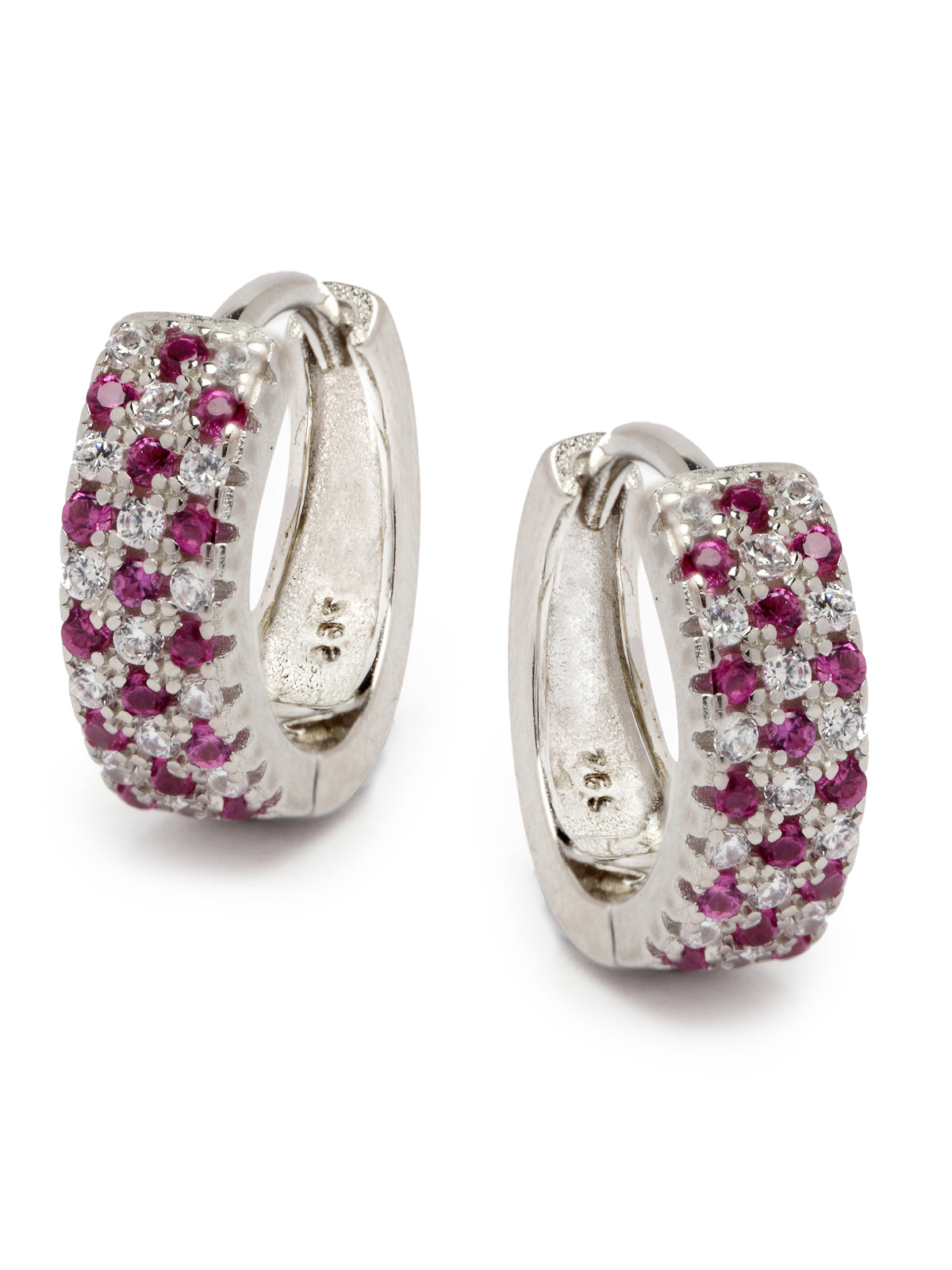 Pissara by Sukkhi Fabulous 925 Sterling Silver Round Shaped Cubic Zirconia Hoop Earrings For Women & Girls|with Authenticity Certificate, 925 Stamp & 6 Months Warranty E105093