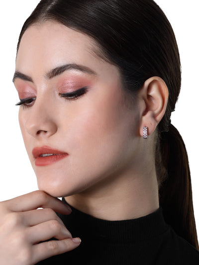 Pissara by Sukkhi Fabulous 925 Sterling Silver Round Shaped Cubic Zirconia Hoop Earrings For Women & Girls|with Authenticity Certificate, 925 Stamp & 6 Months Warranty E105093