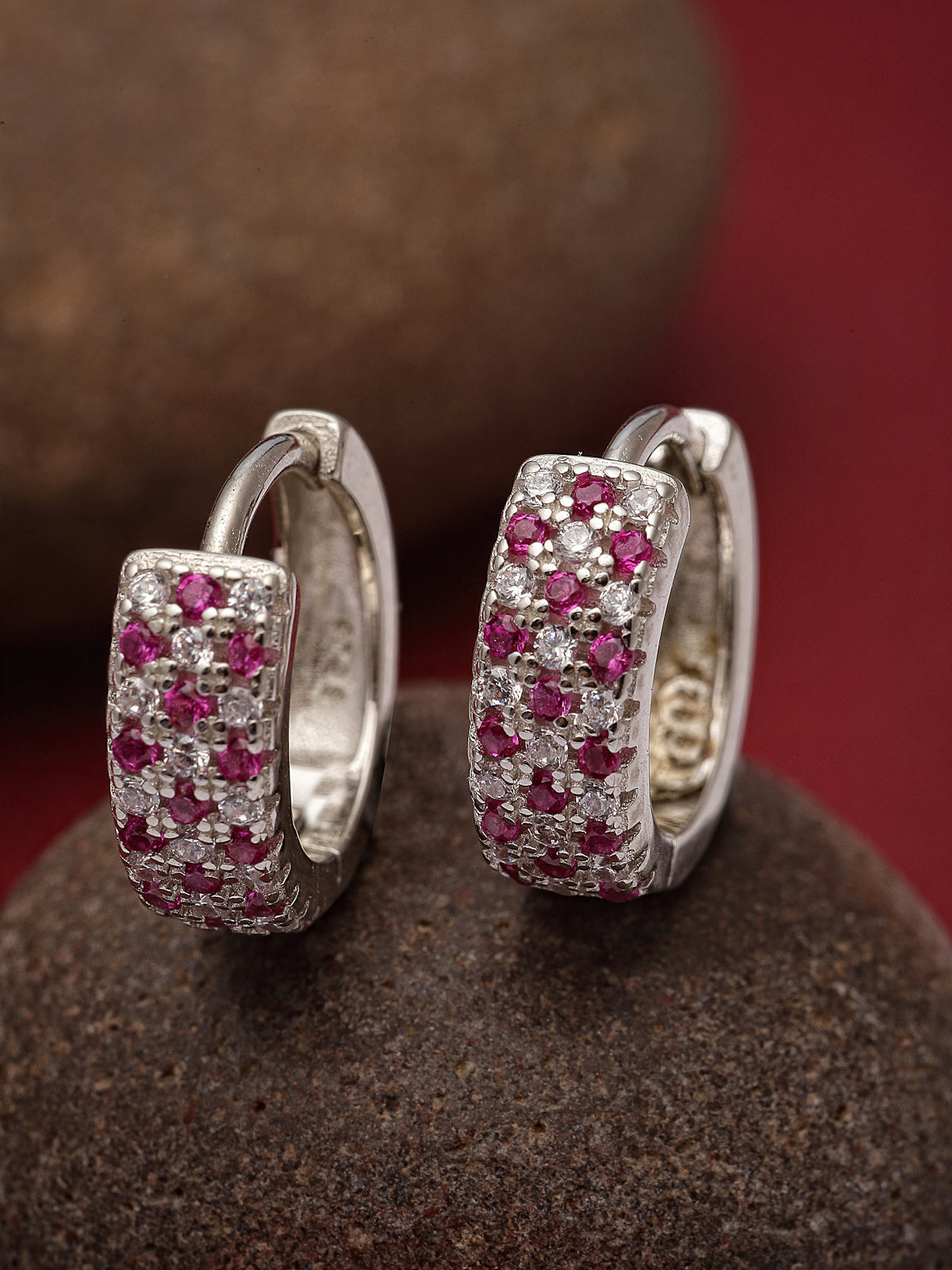 Pissara by Sukkhi Fabulous 925 Sterling Silver Round Shaped Cubic Zirconia Hoop Earrings For Women & Girls|with Authenticity Certificate, 925 Stamp & 6 Months Warranty E105093