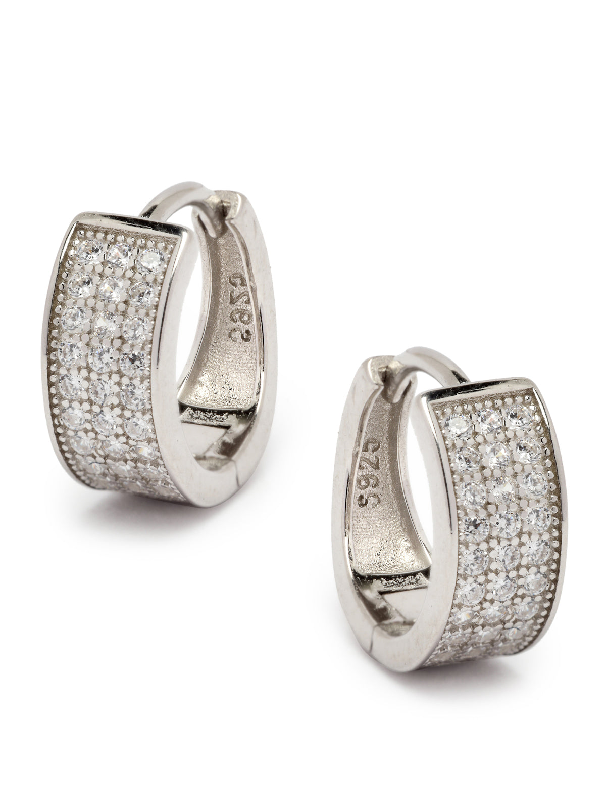 Pissara by Sukkhi Elegant 925 Sterling Silver Round Shaped Cubic Zirconia Hoop Earrings For Women & Girls|with Authenticity Certificate, 925 Stamp & 6 Months Warranty E105094