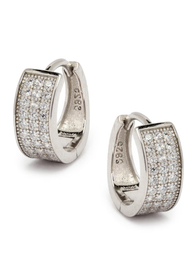 Pissara by Sukkhi Elegant 925 Sterling Silver Round Shaped Cubic Zirconia Hoop Earrings For Women & Girls|with Authenticity Certificate, 925 Stamp & 6 Months Warranty E105094