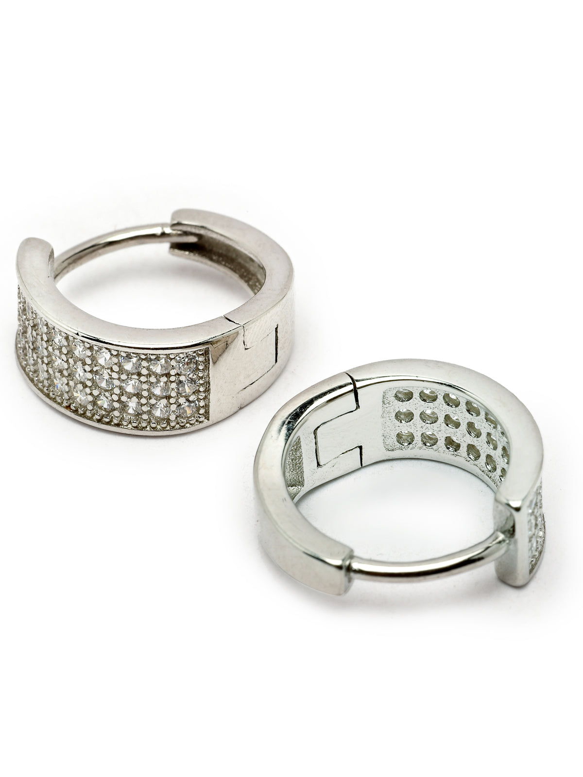 Pissara by Sukkhi Elegant 925 Sterling Silver Round Shaped Cubic Zirconia Hoop Earrings For Women & Girls|with Authenticity Certificate, 925 Stamp & 6 Months Warranty E105094