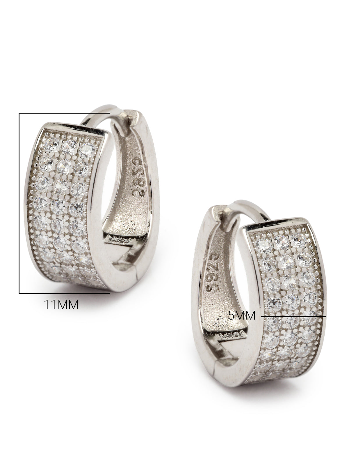 Pissara by Sukkhi Elegant 925 Sterling Silver Round Shaped Cubic Zirconia Hoop Earrings For Women & Girls|with Authenticity Certificate, 925 Stamp & 6 Months Warranty E105094