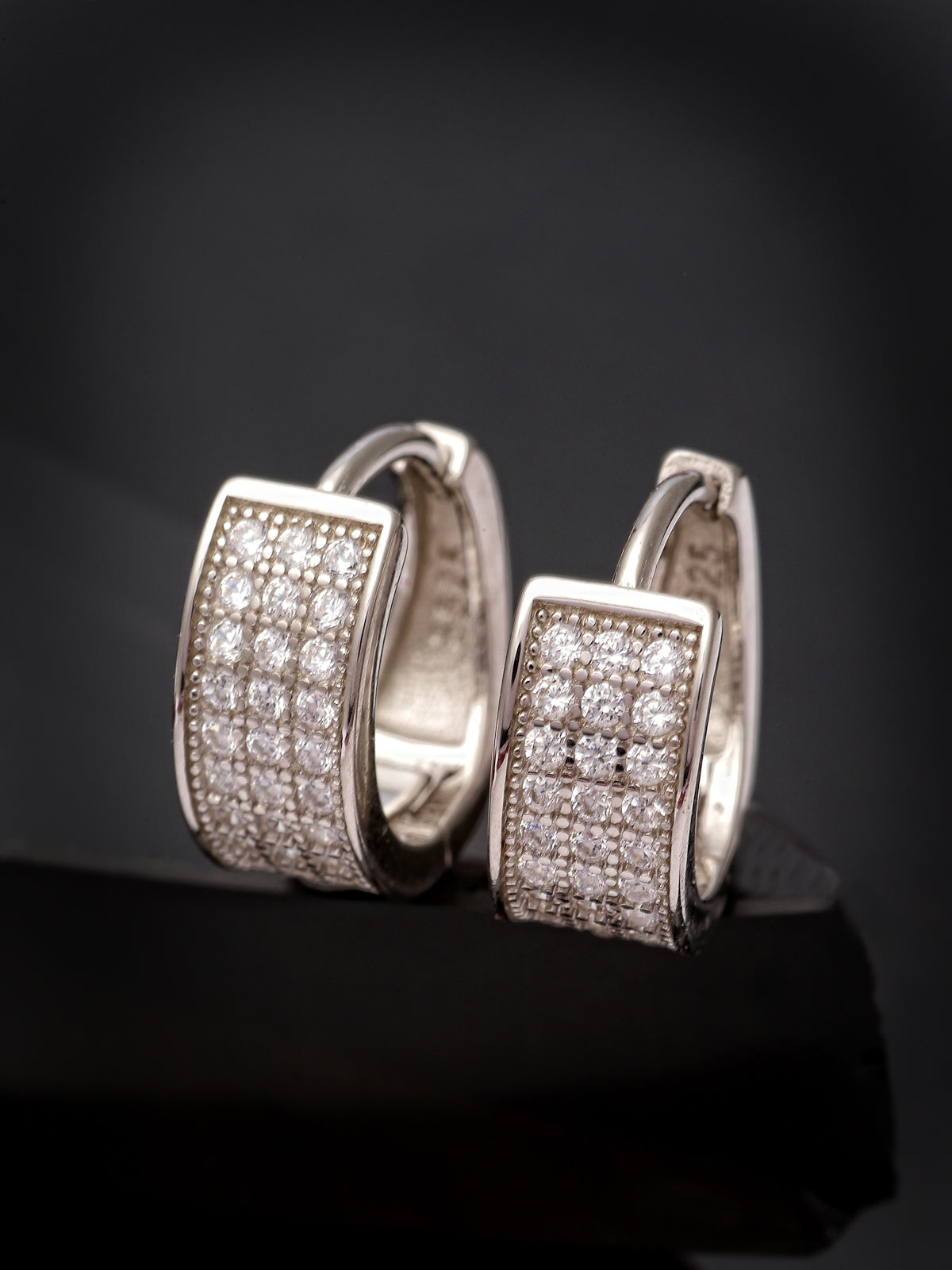 Pissara by Sukkhi Elegant 925 Sterling Silver Round Shaped Cubic Zirconia Hoop Earrings For Women & Girls|with Authenticity Certificate, 925 Stamp & 6 Months Warranty E105094