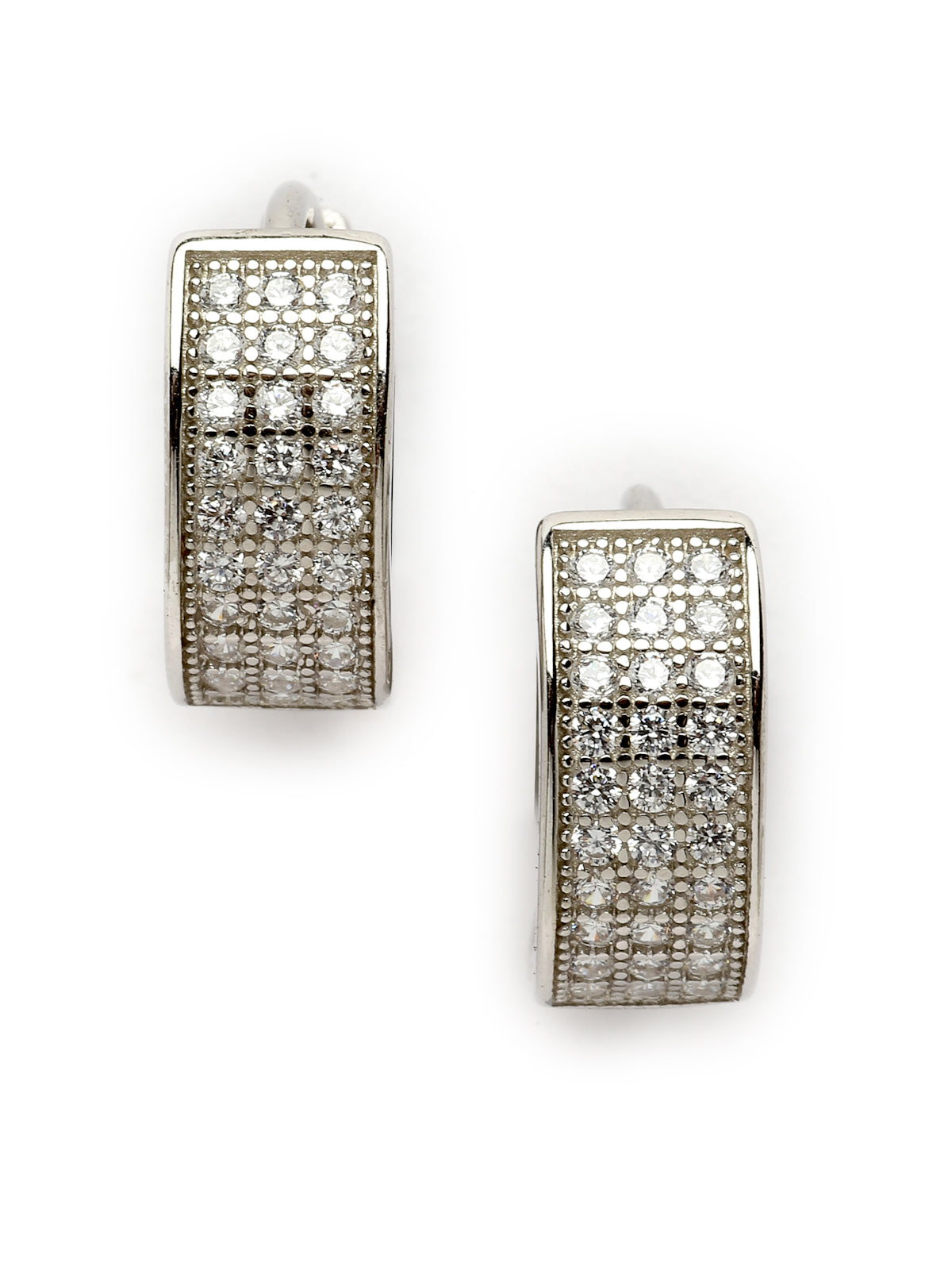 Pissara by Sukkhi Elegant 925 Sterling Silver Round Shaped Cubic Zirconia Hoop Earrings For Women & Girls|with Authenticity Certificate, 925 Stamp & 6 Months Warranty E105094