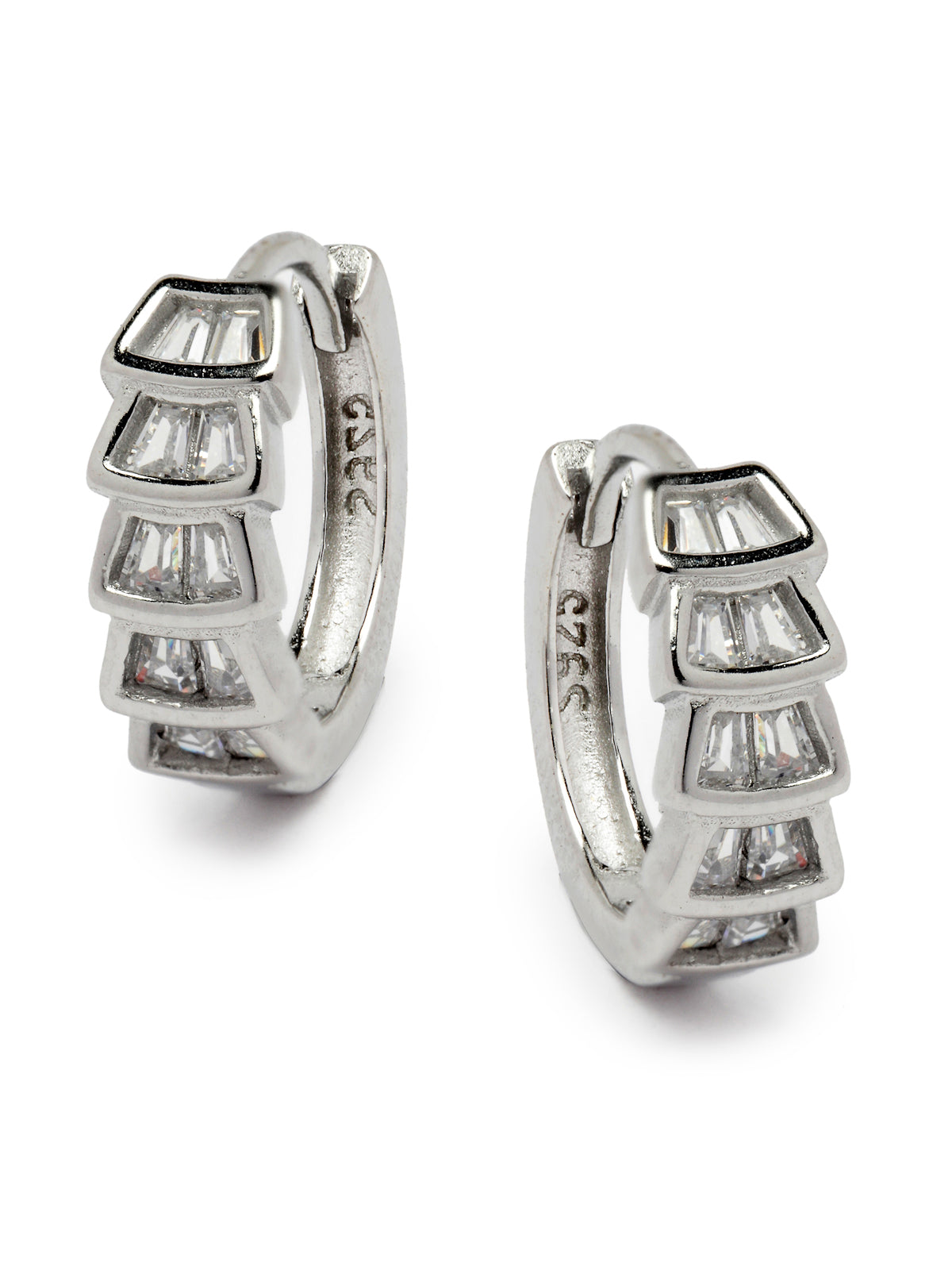 Pissara by Sukkhi Eye-Catchy 925 Sterling Silver Round Shaped Cubic Zirconia Hoop Earrings For Women & Girls|with Authenticity Certificate, 925 Stamp & 6 Months Warranty E105095