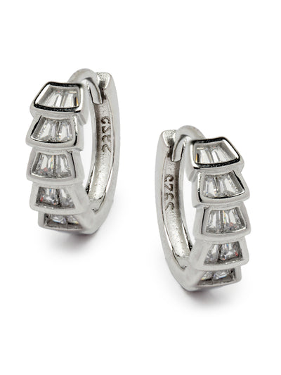 Pissara by Sukkhi Eye-Catchy 925 Sterling Silver Round Shaped Cubic Zirconia Hoop Earrings For Women & Girls|with Authenticity Certificate, 925 Stamp & 6 Months Warranty E105095