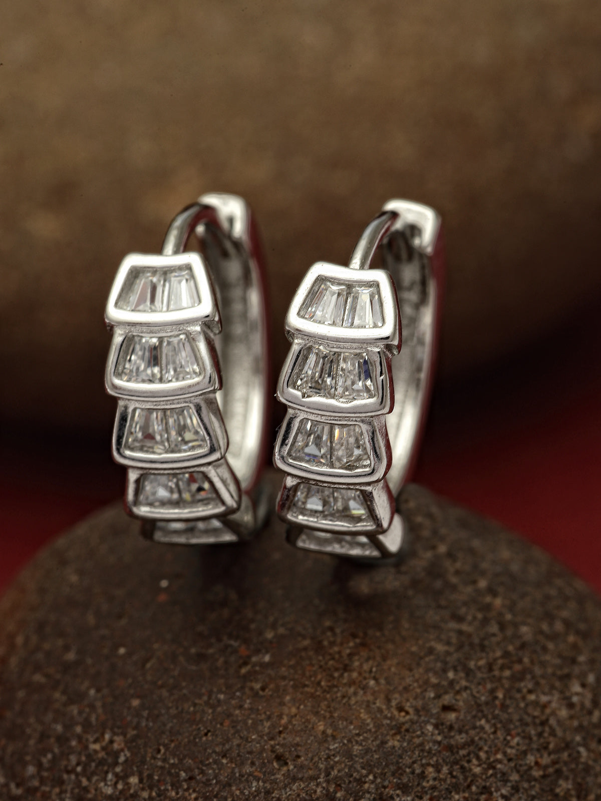 Pissara by Sukkhi Eye-Catchy 925 Sterling Silver Round Shaped Cubic Zirconia Hoop Earrings For Women & Girls|with Authenticity Certificate, 925 Stamp & 6 Months Warranty E105095