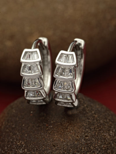 Pissara by Sukkhi Eye-Catchy 925 Sterling Silver Round Shaped Cubic Zirconia Hoop Earrings For Women & Girls|with Authenticity Certificate, 925 Stamp & 6 Months Warranty E105095