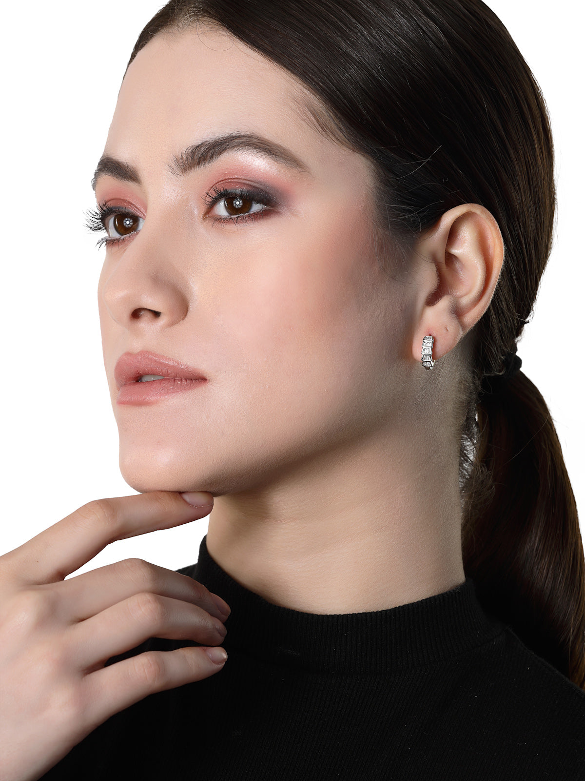 Pissara by Sukkhi Eye-Catchy 925 Sterling Silver Round Shaped Cubic Zirconia Hoop Earrings For Women & Girls|with Authenticity Certificate, 925 Stamp & 6 Months Warranty E105095