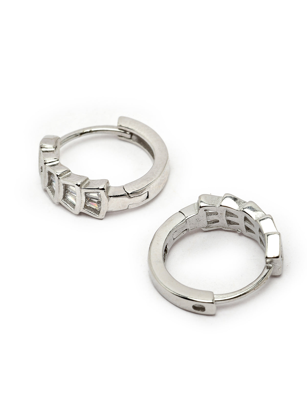 Pissara by Sukkhi Eye-Catchy 925 Sterling Silver Round Shaped Cubic Zirconia Hoop Earrings For Women & Girls|with Authenticity Certificate, 925 Stamp & 6 Months Warranty E105095