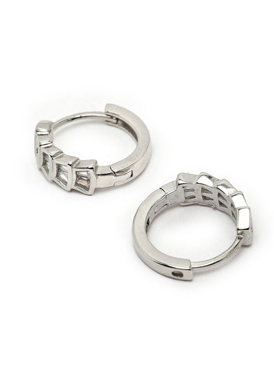 Pissara by Sukkhi Eye-Catchy 925 Sterling Silver Round Shaped Cubic Zirconia Hoop Earrings For Women & Girls|with Authenticity Certificate, 925 Stamp & 6 Months Warranty E105095