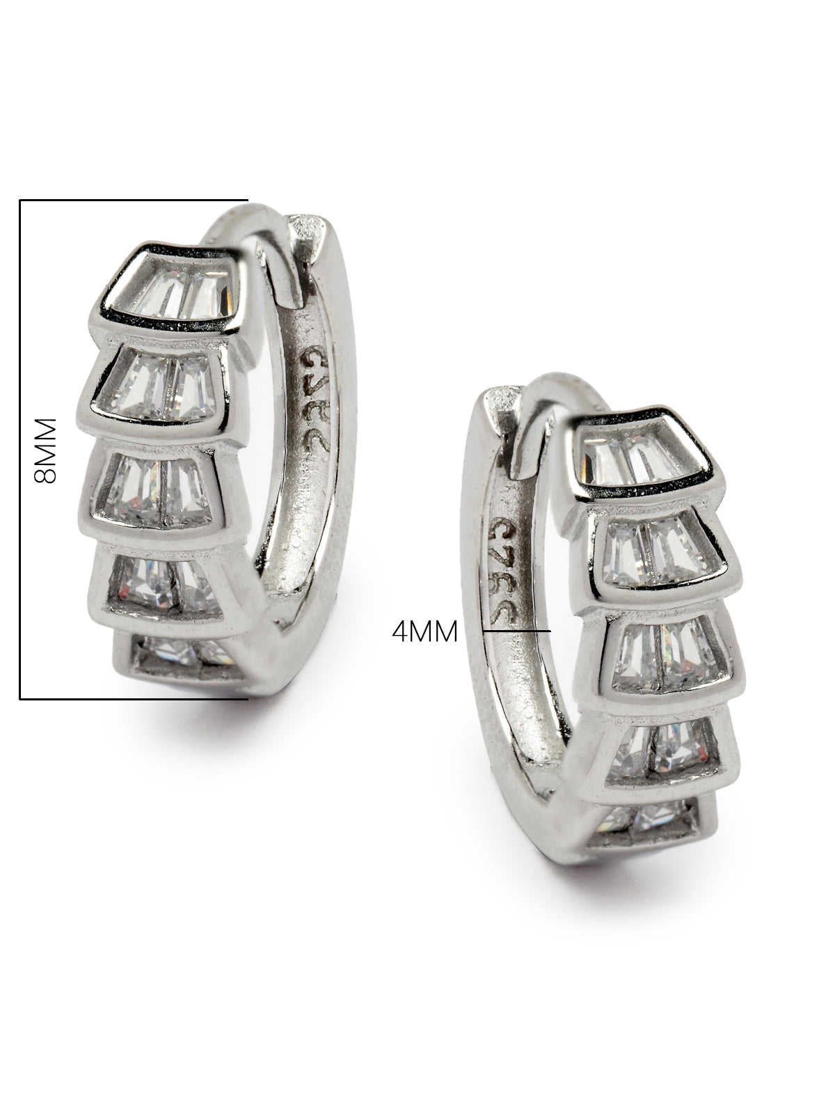 Pissara by Sukkhi Eye-Catchy 925 Sterling Silver Round Shaped Cubic Zirconia Hoop Earrings For Women & Girls|with Authenticity Certificate, 925 Stamp & 6 Months Warranty E105095