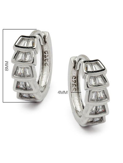 Pissara by Sukkhi Eye-Catchy 925 Sterling Silver Round Shaped Cubic Zirconia Hoop Earrings For Women & Girls|with Authenticity Certificate, 925 Stamp & 6 Months Warranty E105095