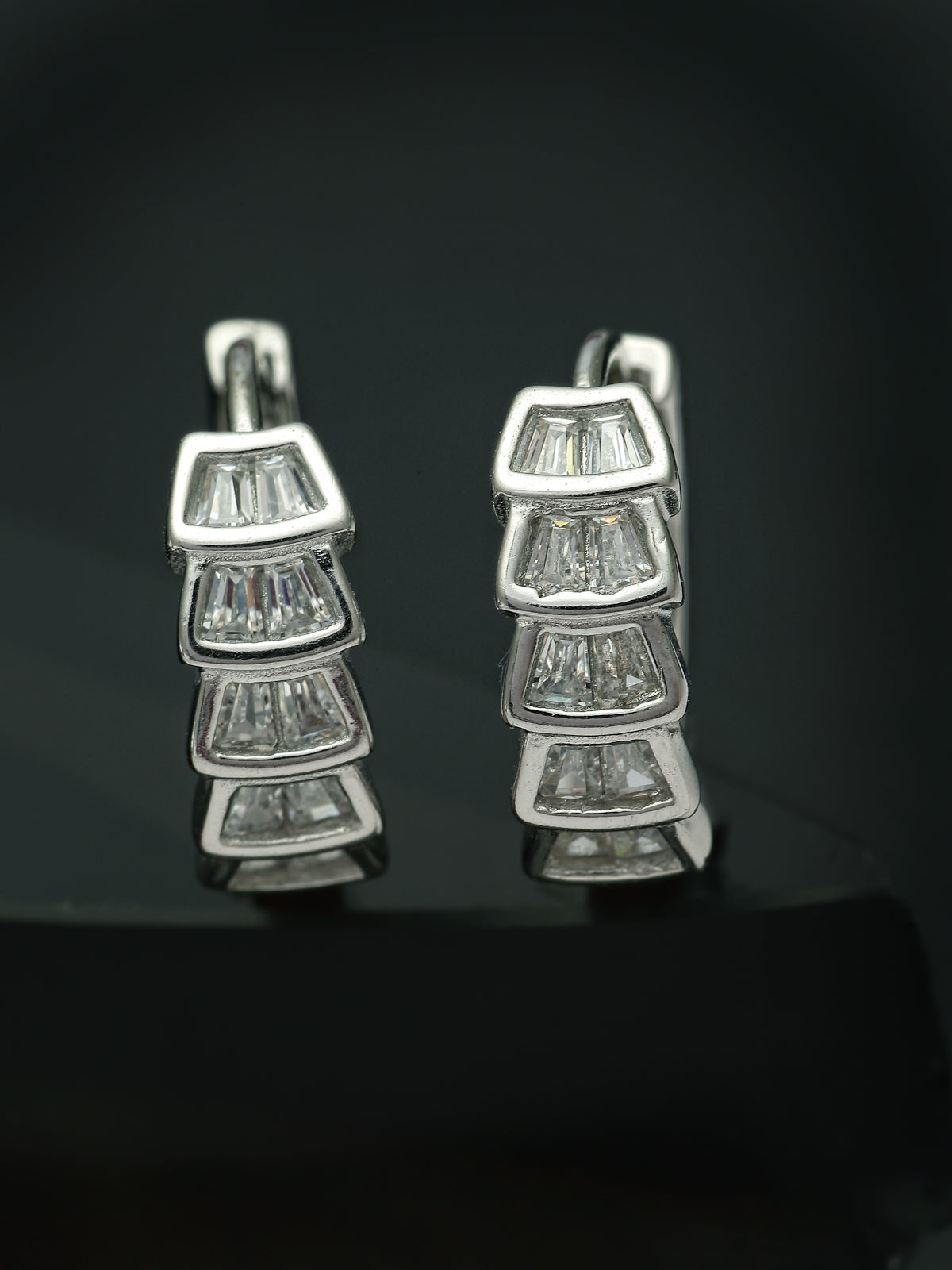 Pissara by Sukkhi Eye-Catchy 925 Sterling Silver Round Shaped Cubic Zirconia Hoop Earrings For Women & Girls|with Authenticity Certificate, 925 Stamp & 6 Months Warranty E105095